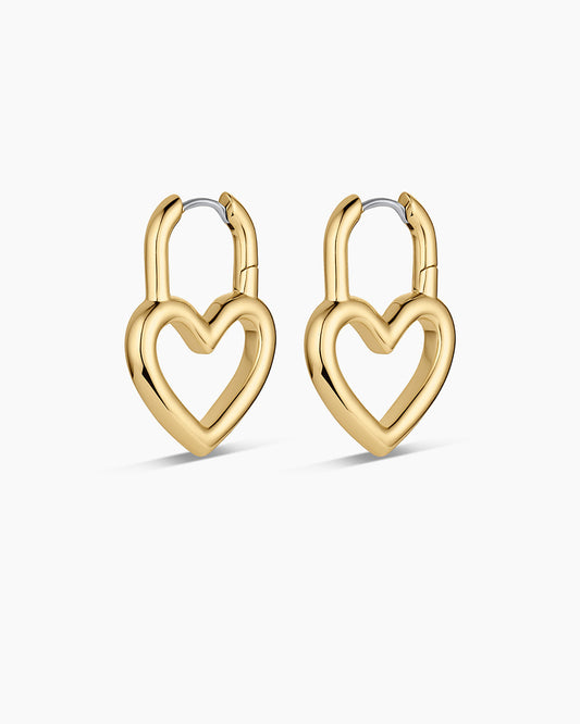 Open Heart Padlock Hoops || option::18K Gold Plated