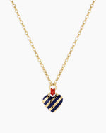 Campbell Enamel Heart Pendant Necklace || option::18K Gold Plated, Blue