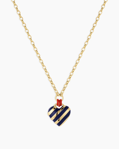Campbell Enamel Heart Pendant Necklace || option::18K Gold Plated, Blue