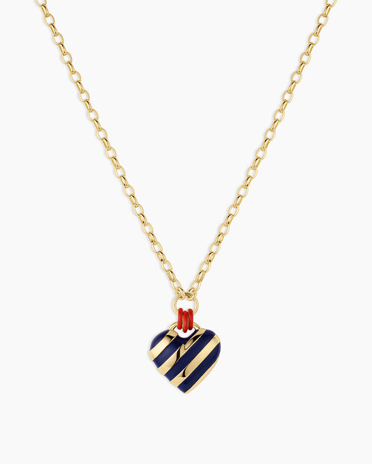 Campbell Enamel Heart Pendant Necklace || option::18K Gold Plated, Blue