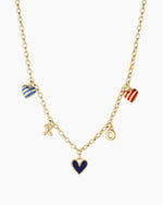 Campbell Heart Charm Necklace || option::18K Gold Plated, Blue