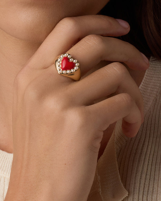 Love Pearl Ring || option::18K Gold Plated