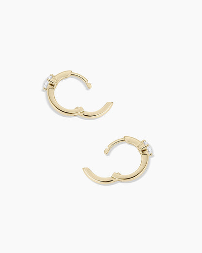 Lab Grown Diamond Solitaire Huggies || option::14K Solid Gold