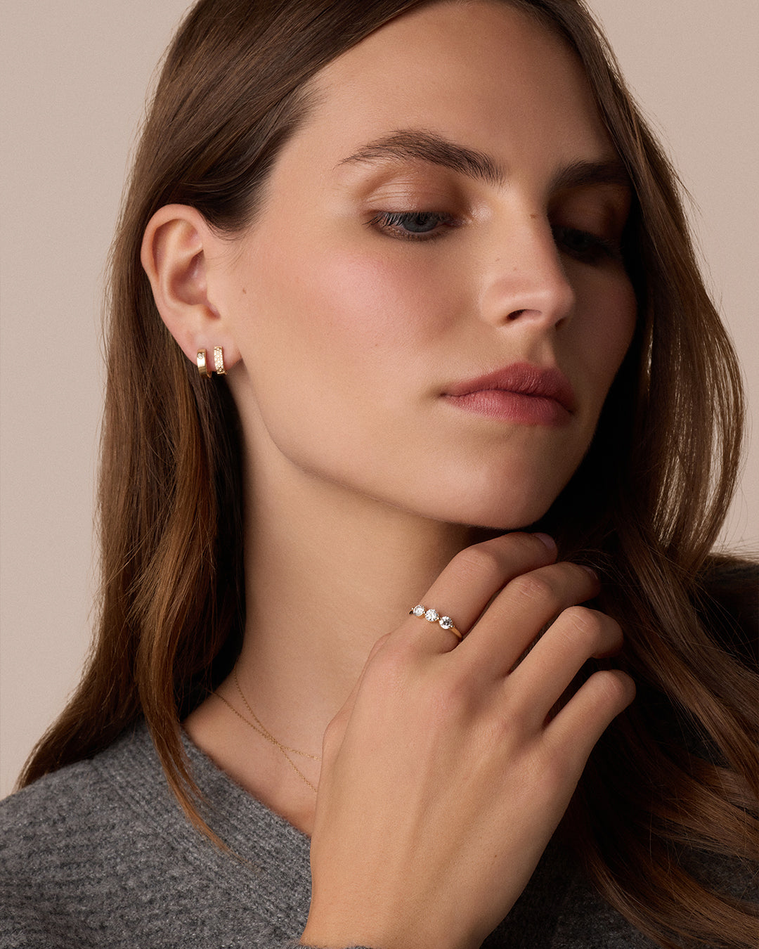 Diamond Love Rose Single Huggie