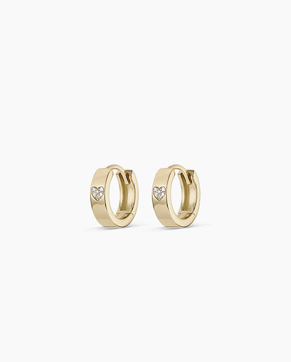 Diamond Love Rose Huggies || option::14K Solid Gold