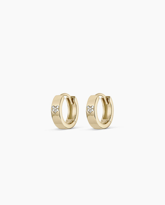 Diamond Love Rose Huggies || option::14K Solid Gold