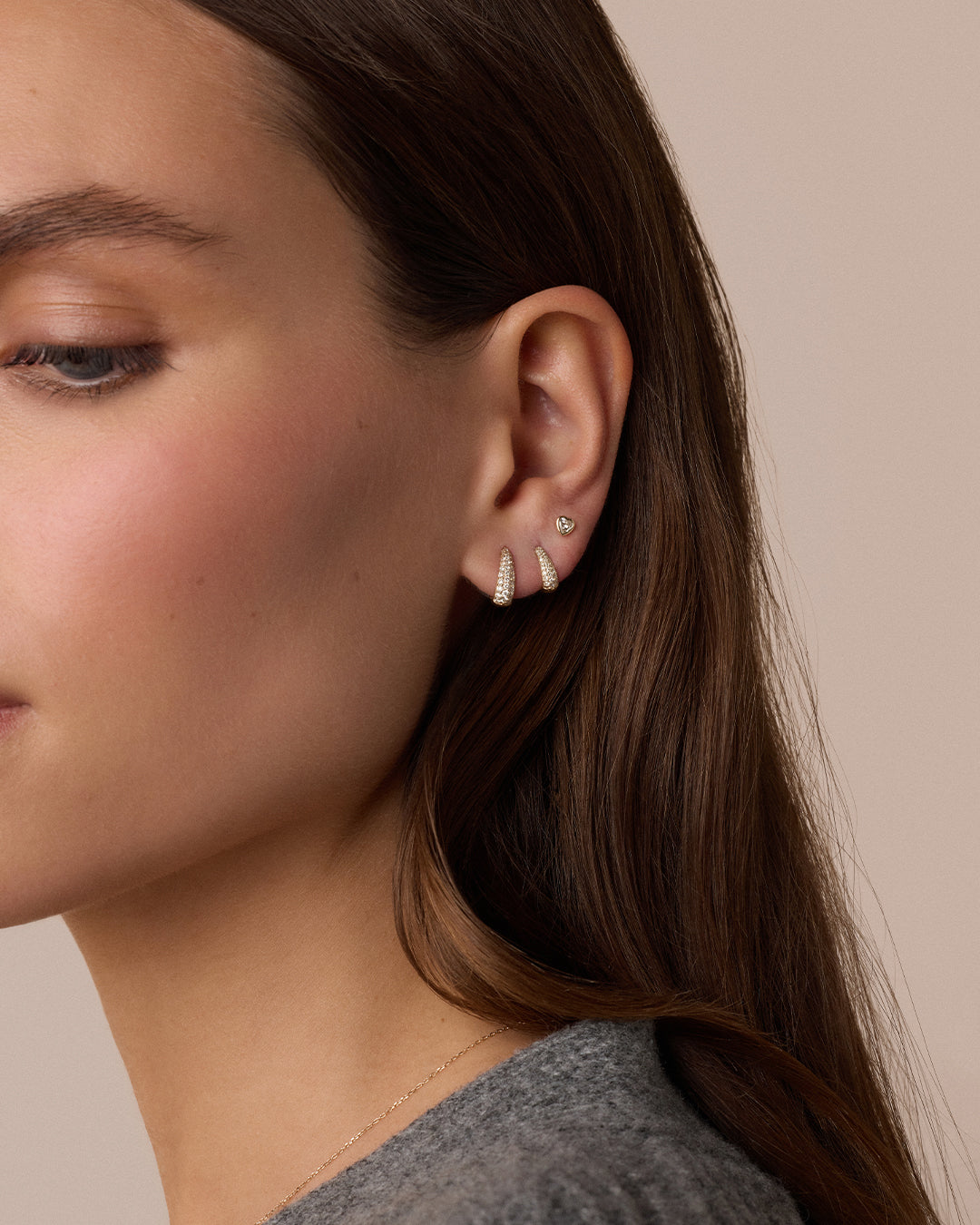 Lab Grown Diamond Heart Flat Back Studs