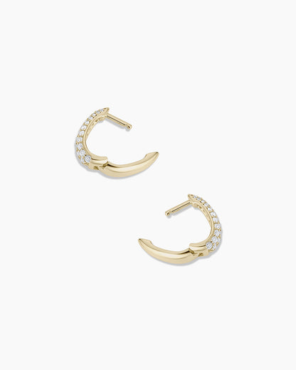 Diamond Banks Huggies || option::14K Solid Gold, 11mm