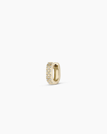 Diamond Checkered Mini Single Huggie || option::14K Solid Gold