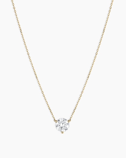 Lab Grown Diamond Solitaire Necklace || option::14K Solid Gold