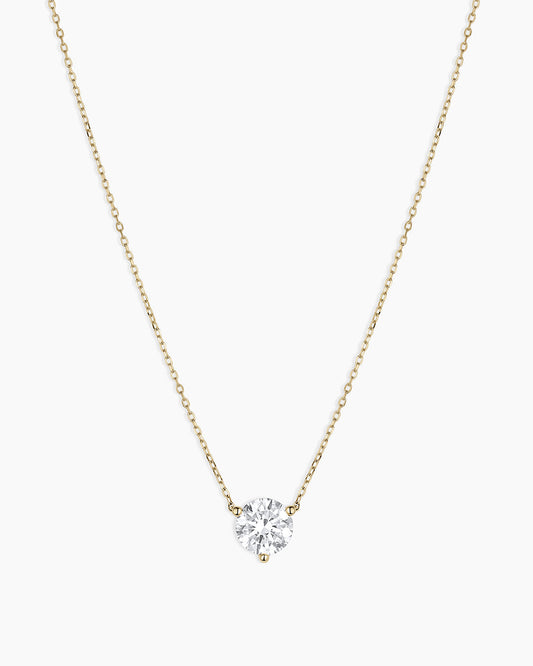 Lab Grown Diamond Solitaire Necklace || option::14K Solid Gold