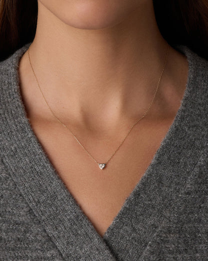 Lab Grown Diamond Heart Necklace || option::14K Solid Gold