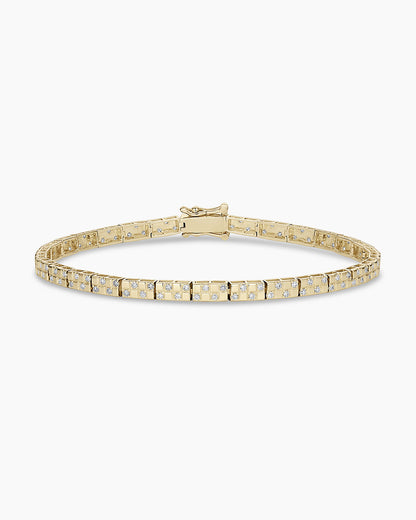 Diamond Checkered Tennis Bracelet || option::14K Solid Gold, 7 in.