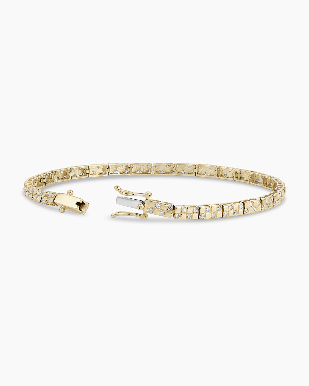 Diamond Checkered Tennis Bracelet || option::14K Solid Gold, 6.5 in.