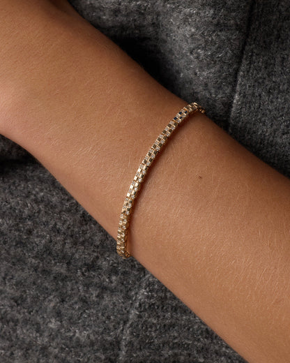 Diamond Checkered Tennis Bracelet || option::14K Solid Gold, 6 in.