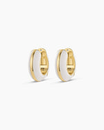 Lou Stripe Huggies || option::18K Gold Plated, Eggshell