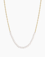 Finley Pearl Row Necklace || option::18K Gold Plated