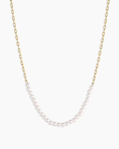 Finley Pearl Row Necklace || option::18K Gold Plated