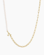 Lou Pearl Alphabet Necklace || option::18K Gold Plated, A