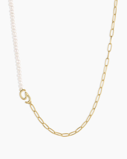 Lou Pearl Alphabet Necklace || option::18K Gold Plated, G