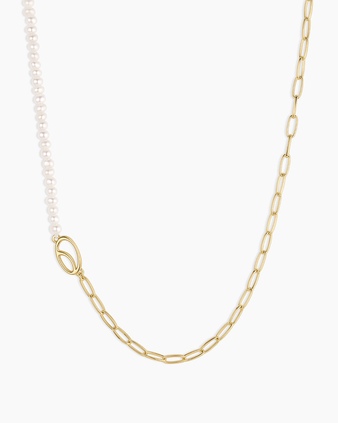 Lou Pearl Alphabet Necklace || option::18K Gold Plated, O