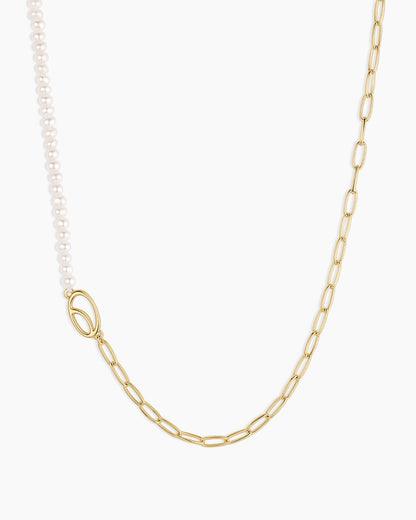 Lou Pearl Alphabet Necklace || option::18K Gold Plated, O
