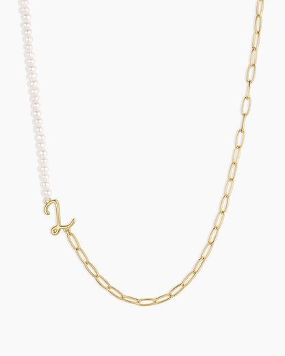 Lou Pearl Alphabet Necklace || option::18K Gold Plated, Z