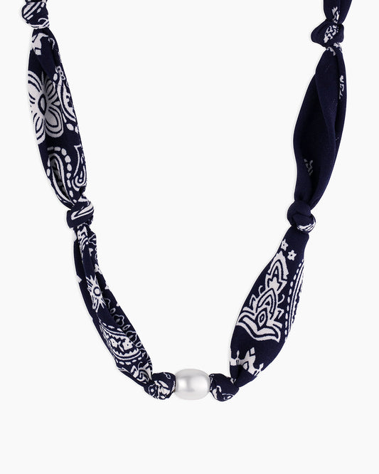 Paisley Bandana Pearl Necklace