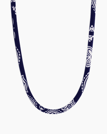 Paisley Bandana Long Necklace || option::18K Gold Plated, Navy