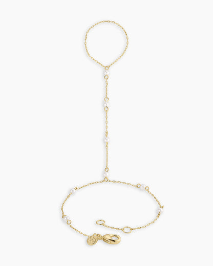 Finley Pearl Hand Chain || option::18K Gold Plated