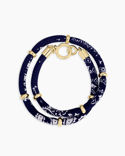 Paisley Bandana Wrap Bracelet || option::18K Gold Plated, Navy