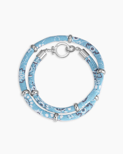 Paisley Bandana Wrap Bracelet || option::Silver Plated, Chambray