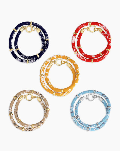 Paisley Bandana Wrap Bracelet || option::18K Gold Plated, Taupe
