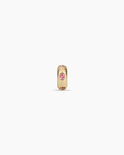 14K Gold Birthstone Halo Charm || option::14K Solid Gold, Pink Tourmaline - October