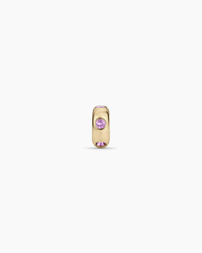 14K Gold Birthstone Halo Charm || option::14K Solid Gold, Amethyst - February
