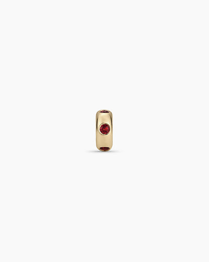 14K Gold Birthstone Halo Charm || option::14K Solid Gold, Garnet - January