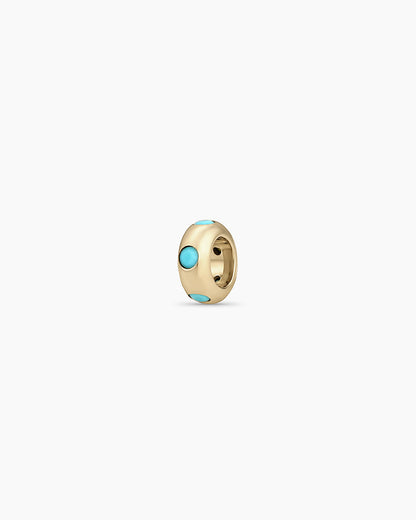 14K Gold Birthstone Halo Charm || option::14K Solid Gold, Turquoise - December