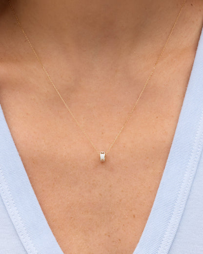 14K Gold Mama Halo Charm Necklace || option::14K Solid Gold
