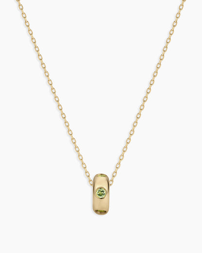 14K Gold Birthstone Halo Charm Necklace