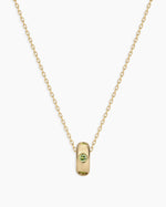 14K Gold Birthstone Halo Charm Necklace || option::14K Solid Gold, Peridot - August