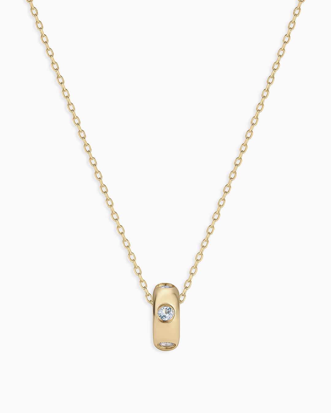 14K Gold Birthstone Halo Charm Necklace