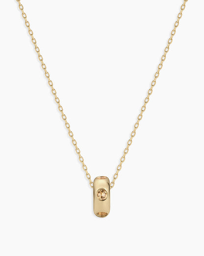 14K Gold Birthstone Halo Charm Necklace
