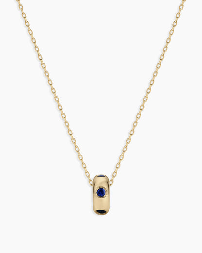14K Gold Birthstone Halo Charm Necklace
