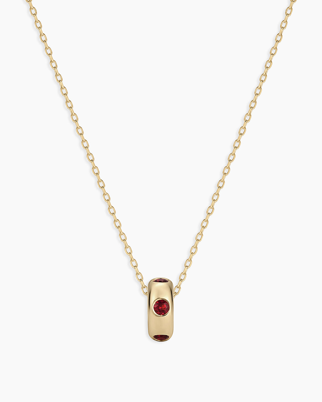 14K Gold Birthstone Halo Charm Necklace