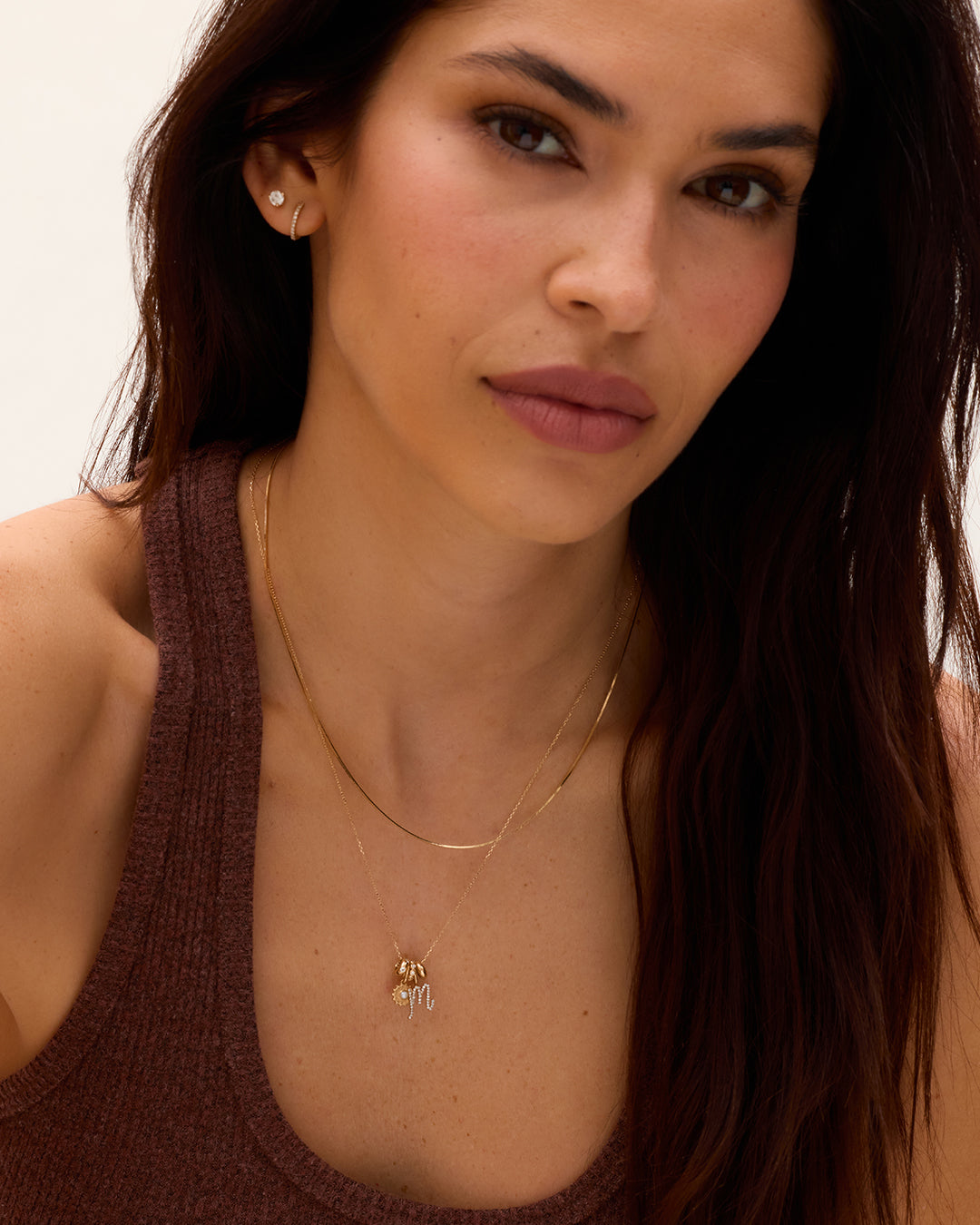 14K Gold Lou Halo Charm Necklace || option::14K Solid Gold