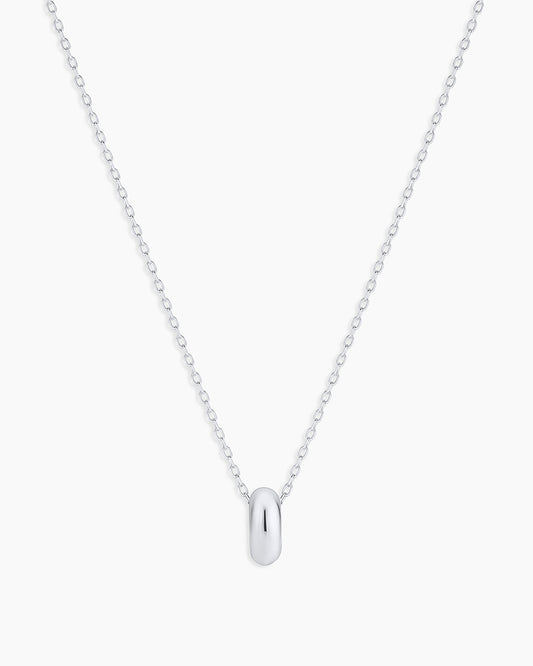14K White Gold Lou Halo Charm Necklace || option::14K Solid White Gold