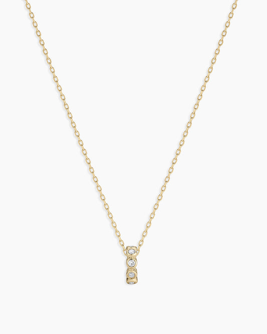 Classic Diamond Halo Charm Necklace || option::14K Solid Gold
