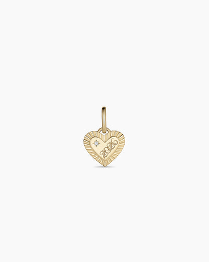 14K Gold Milestone Heart Charm Necklace || option::14K Solid Gold
