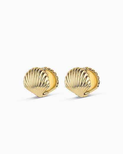 Scallop Wrap Huggies || option::18K Gold Plated