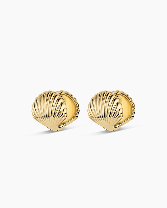 Scallop Wrap Huggies || option::18K Gold Plated